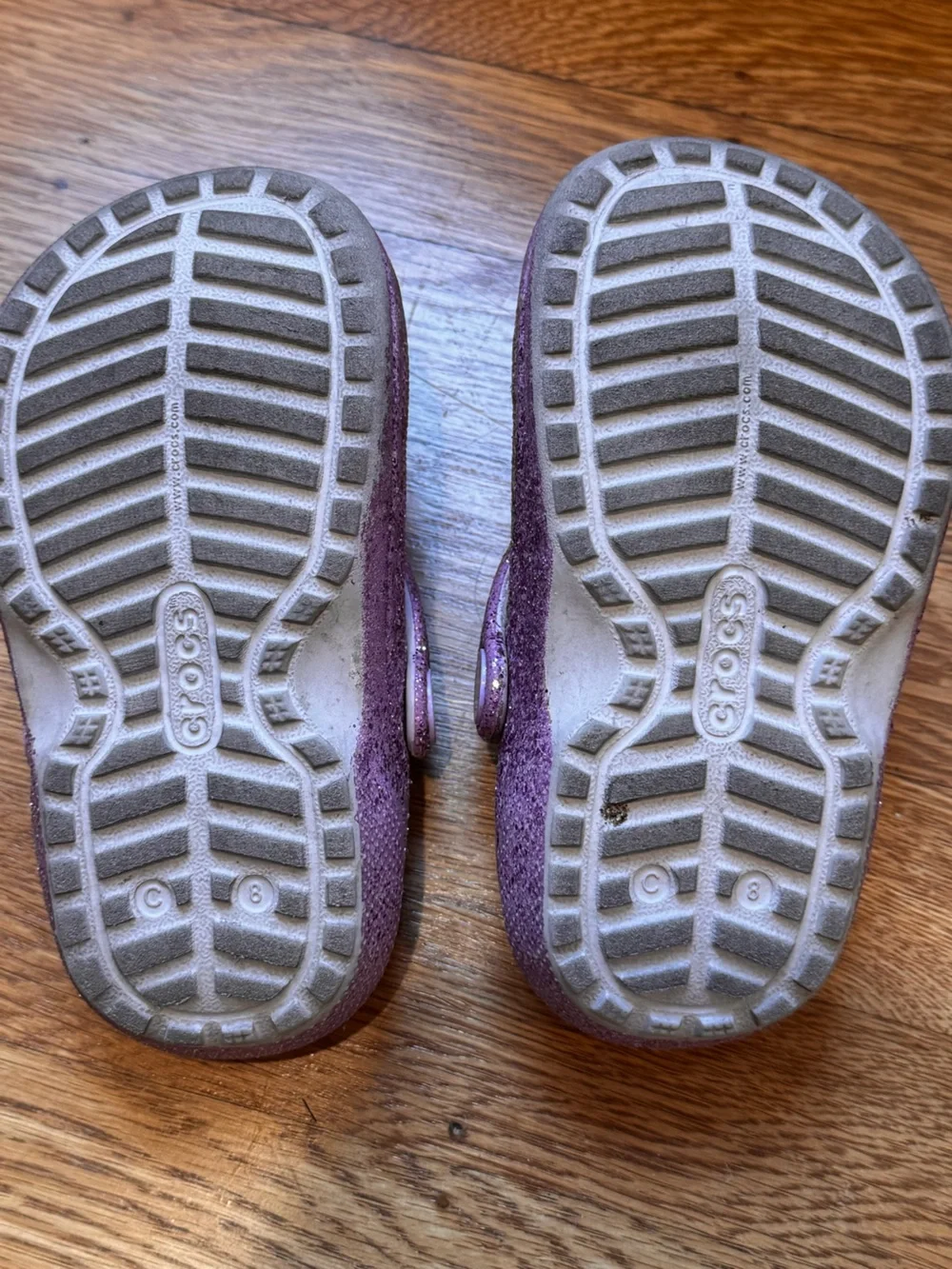 CROCS Kids Glitter Purple classic lined Clogs Sz 8C